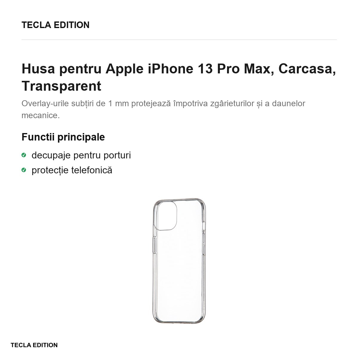 Husa pentru Apple iPhone 13 Pro Max, Carcasa, Transparent [2]