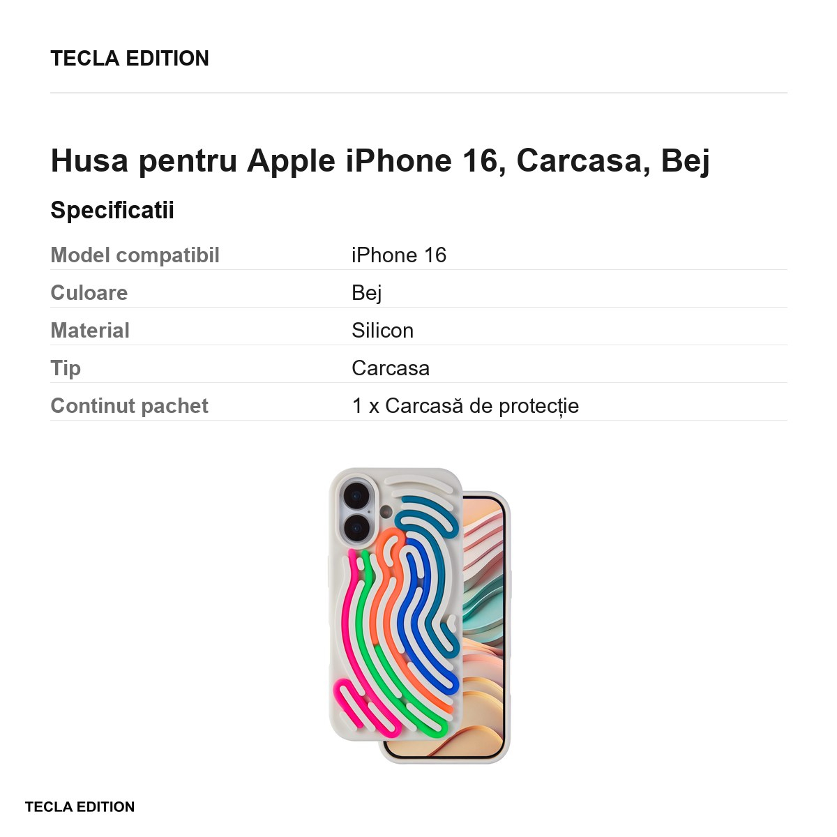 Husa pentru Apple iPhone 16, Carcasa, Bej [6]