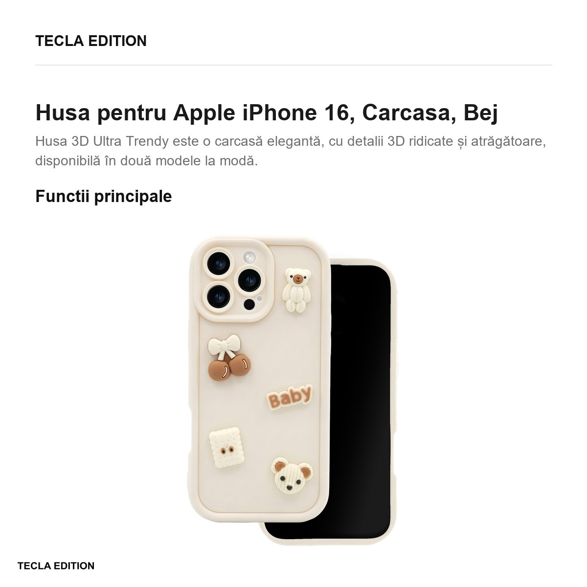 Husa pentru Apple iPhone 16, Carcasa, Bej [3]