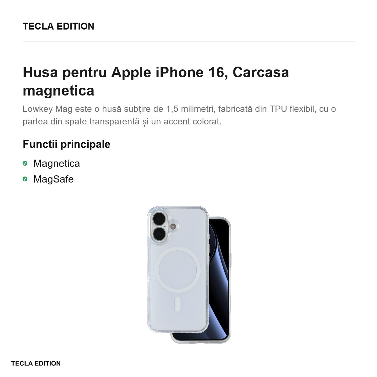 Husa pentru Apple iPhone 16, Carcasa magnetica, Alb [2]