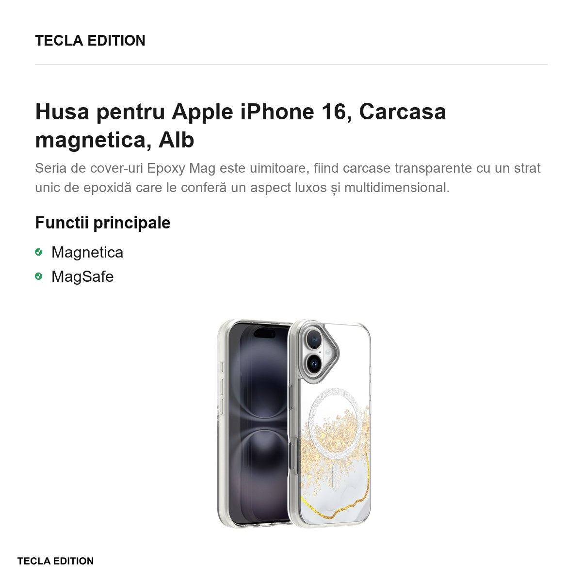 Husa pentru Apple iPhone 16, Carcasa magnetica, Alb [3]