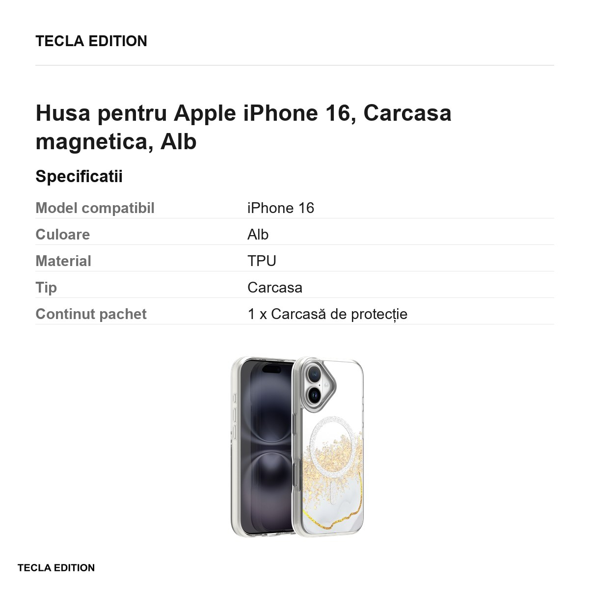 Husa pentru Apple iPhone 16, Carcasa magnetica, Alb [5]