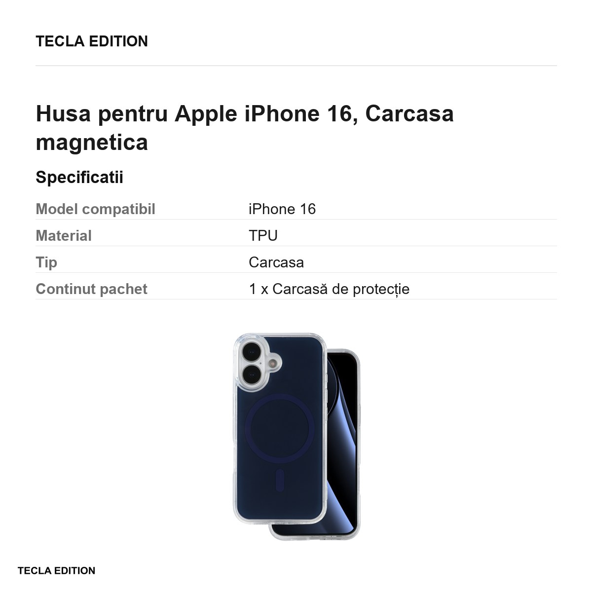 Husa pentru Apple iPhone 16, Carcasa magnetica, Albastru [3]