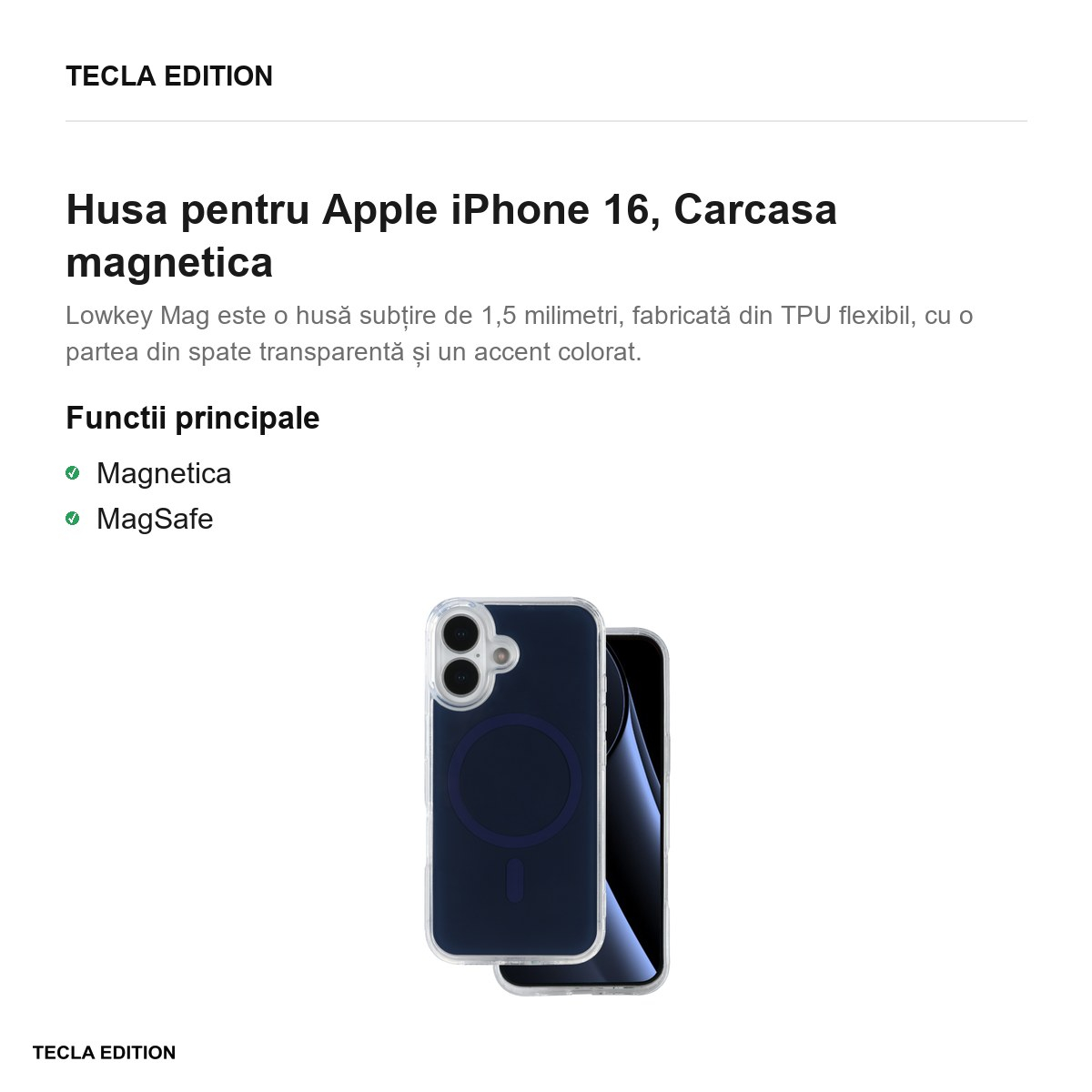 Husa pentru Apple iPhone 16, Carcasa magnetica, Albastru [2]