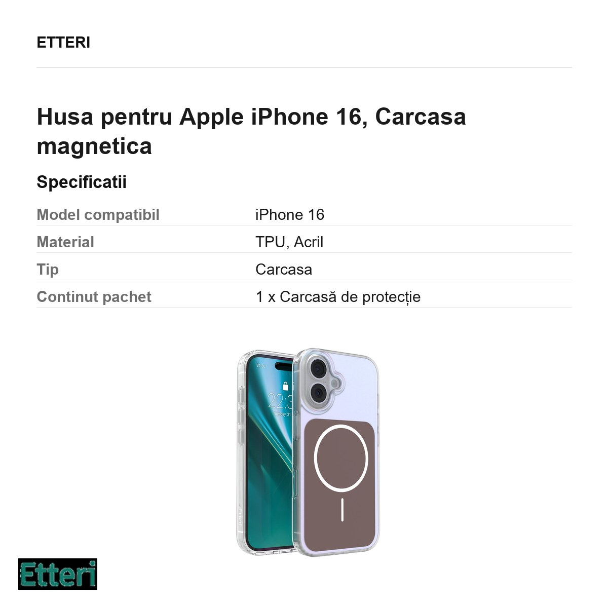 Husa pentru Apple iPhone 16, Carcasa magnetica, Maro [6]