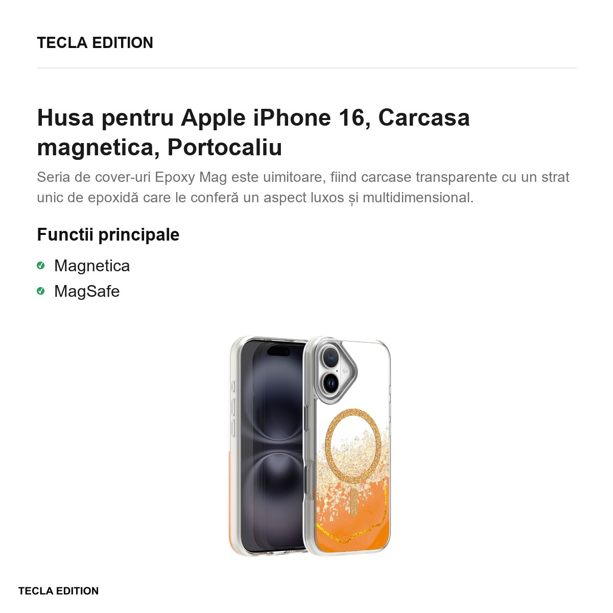 Husa pentru Apple iPhone 16, Carcasa magnetica, Portocaliu [3]