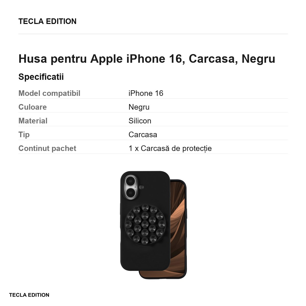 Husa pentru Apple iPhone 16, Carcasa, Negru [3]