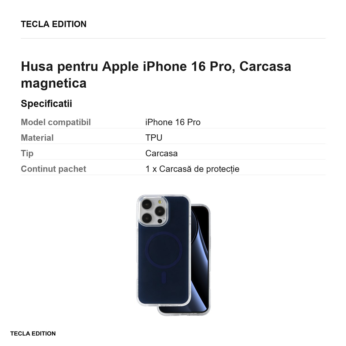 Husa pentru Apple iPhone 16 Pro, Carcasa magnetica, Albastru [3]