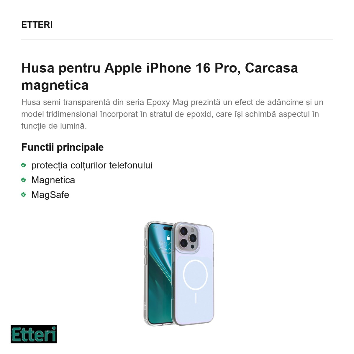 Husa pentru Apple iPhone 16 Pro, Carcasa magnetica, Albastru [4]