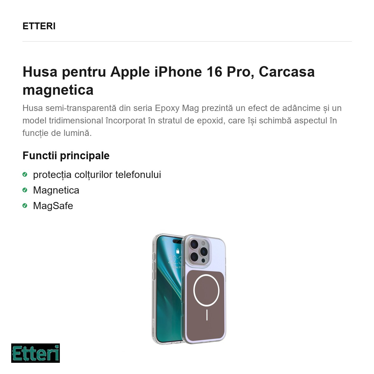 Husa pentru Apple iPhone 16 Pro, Carcasa magnetica, Maro [4]