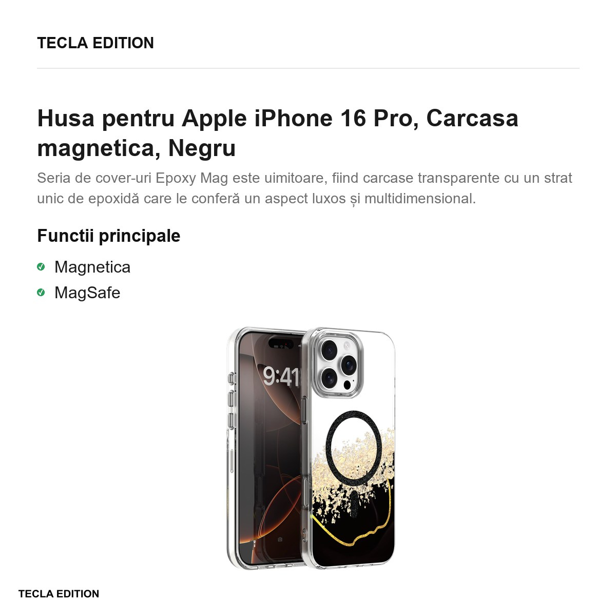 Husa pentru Apple iPhone 16 Pro, Carcasa magnetica, Negru [4]