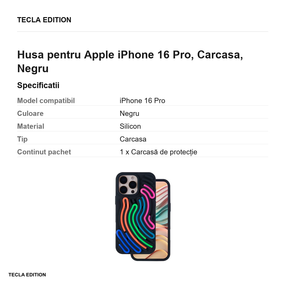 Husa pentru Apple iPhone 16 Pro, Carcasa, Negru [3]