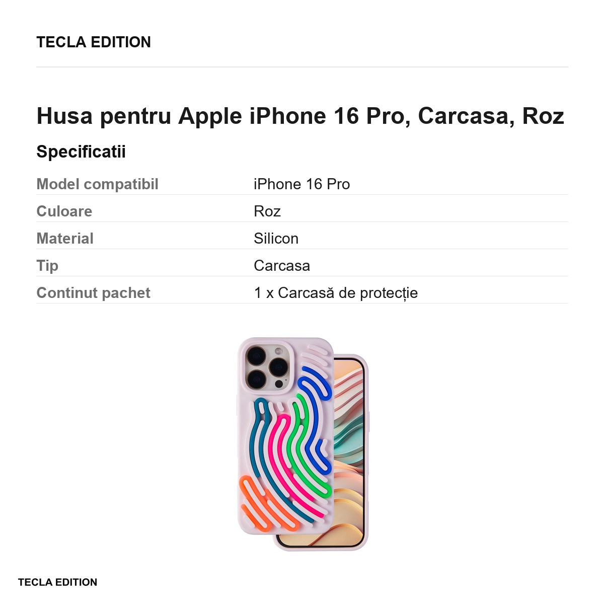 Husa pentru Apple iPhone 16 Pro, Carcasa, Roz [3]