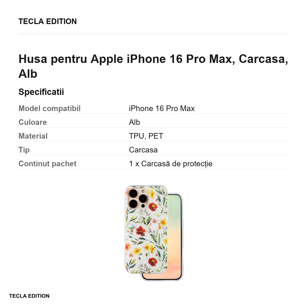 Husa pentru Apple iPhone 16 Pro Max, Carcasa, Alb [3]