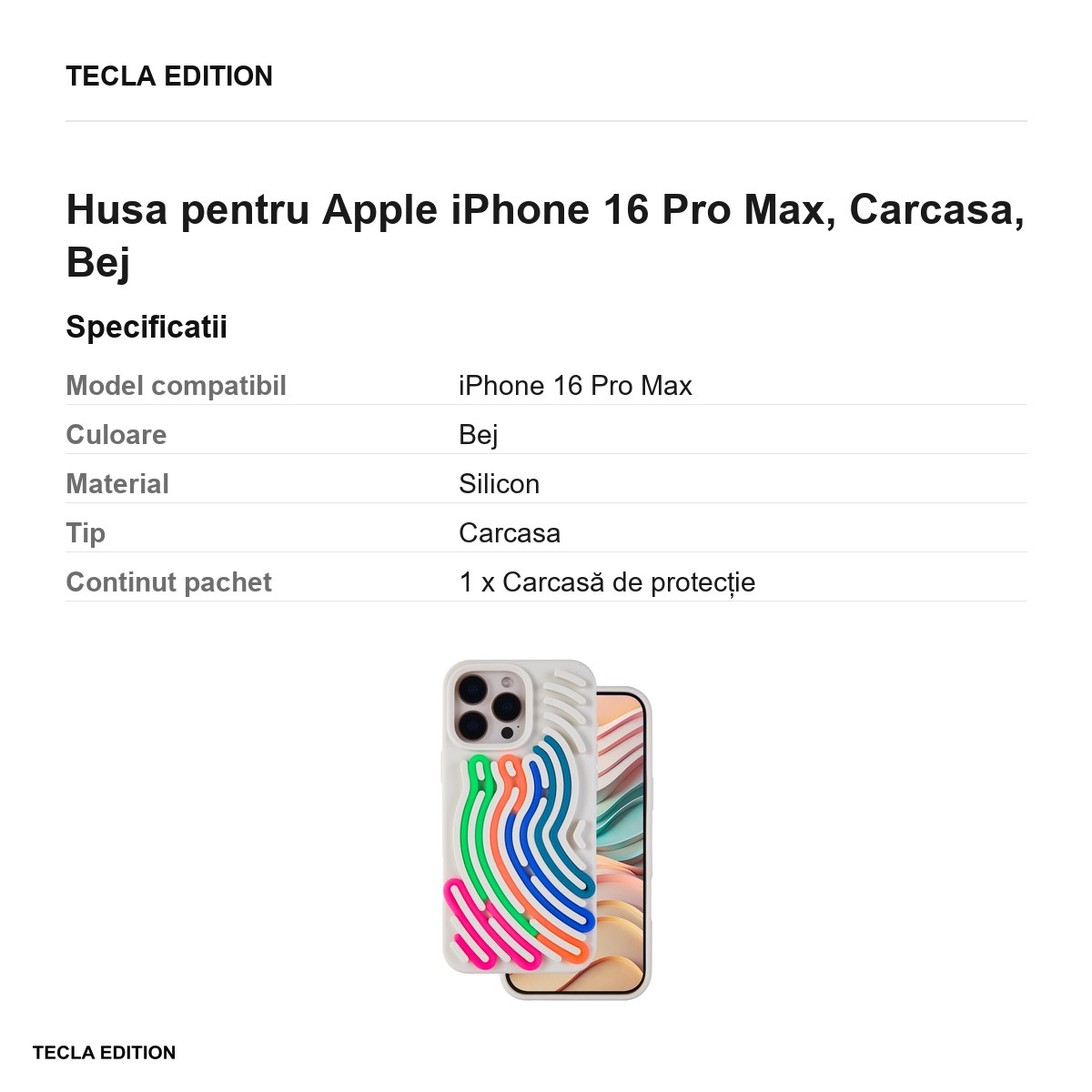 Husa pentru Apple iPhone 16 Pro Max, Carcasa, Bej [6]