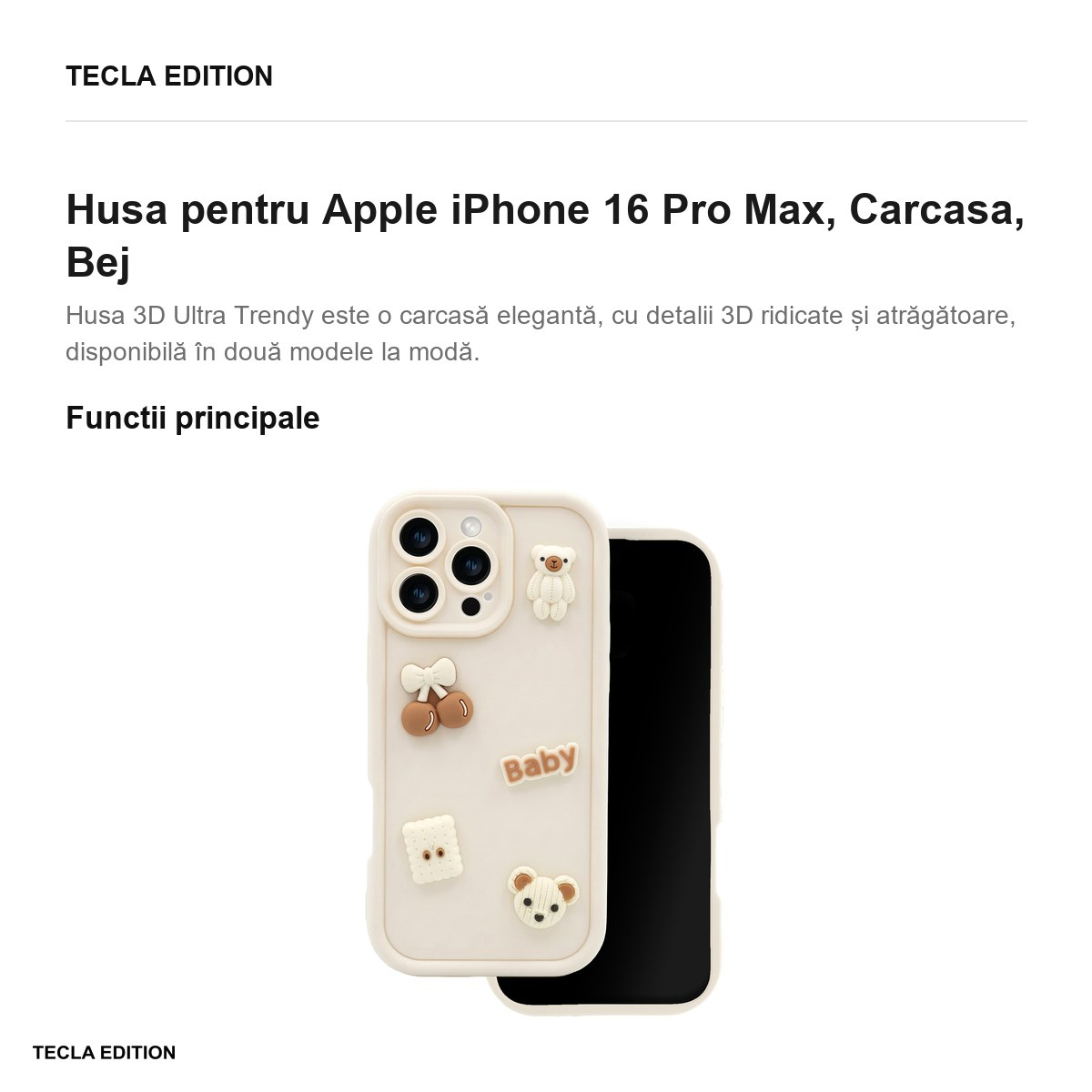 Husa pentru Apple iPhone 16 Pro Max, Carcasa, Bej [3]