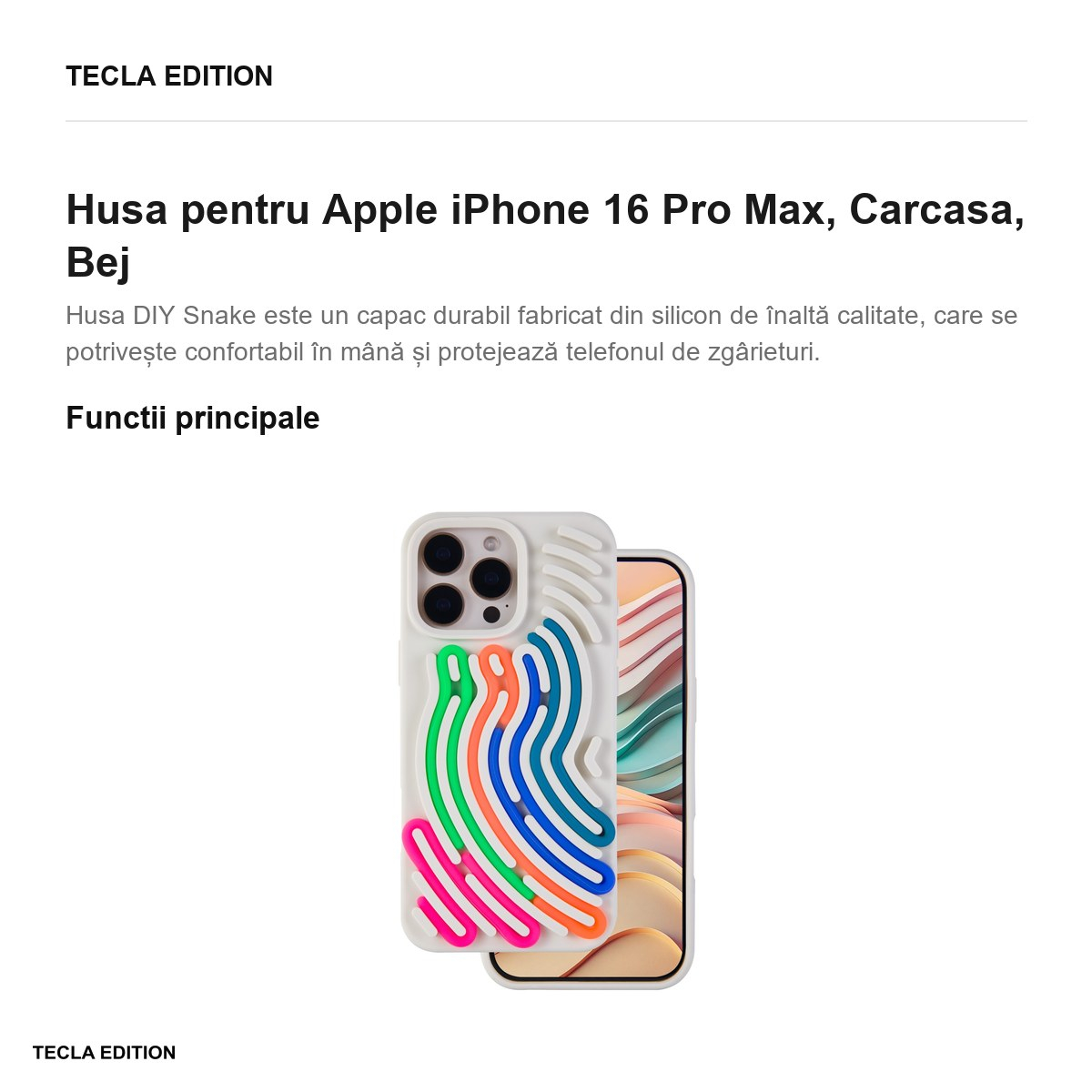 Husa pentru Apple iPhone 16 Pro Max, Carcasa, Bej [3]