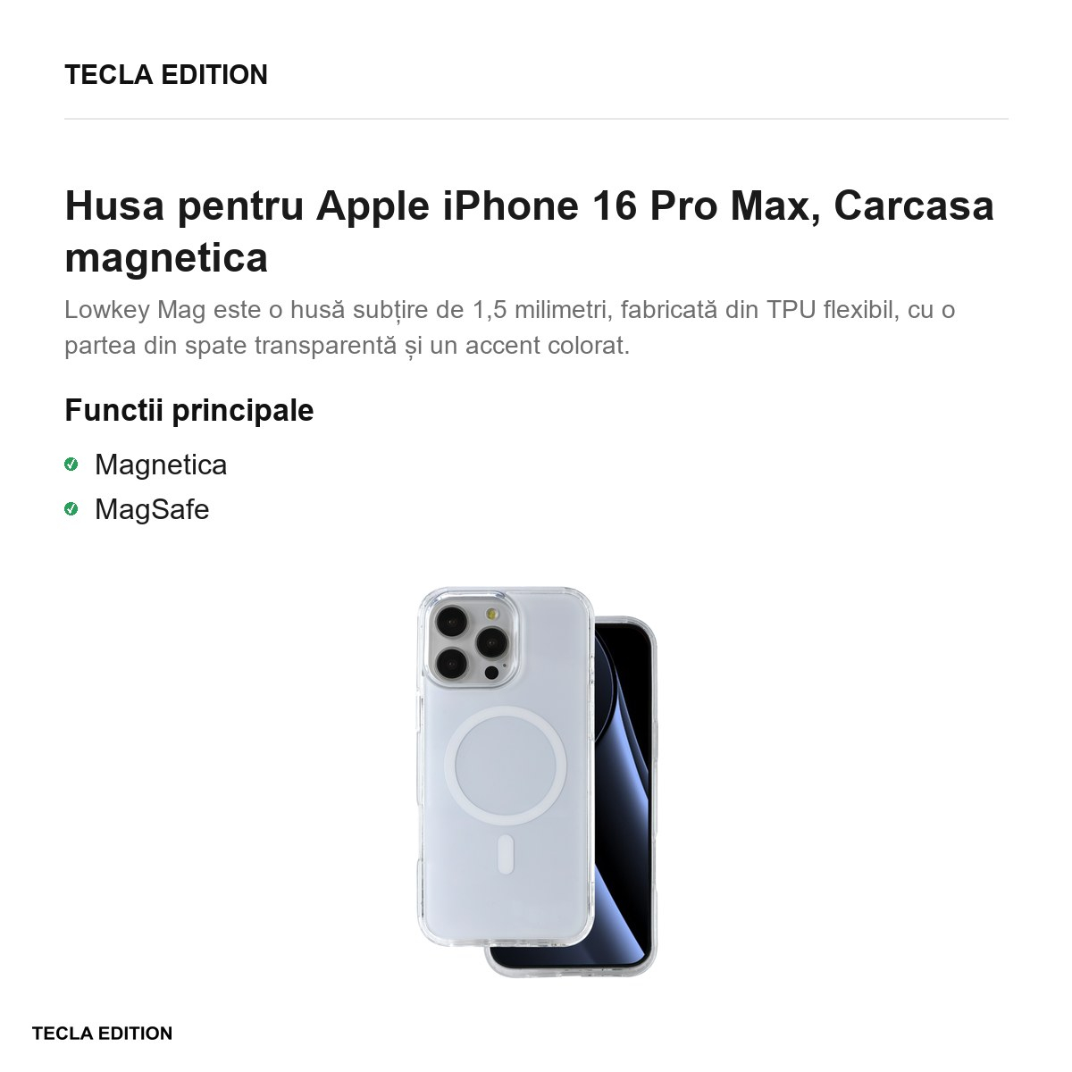 Husa pentru Apple iPhone 16 Pro Max, Carcasa magnetica, Alb [2]