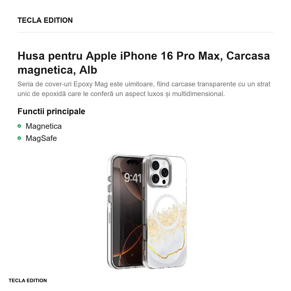 Husa pentru Apple iPhone 16 Pro Max, Carcasa magnetica, Alb [4]
