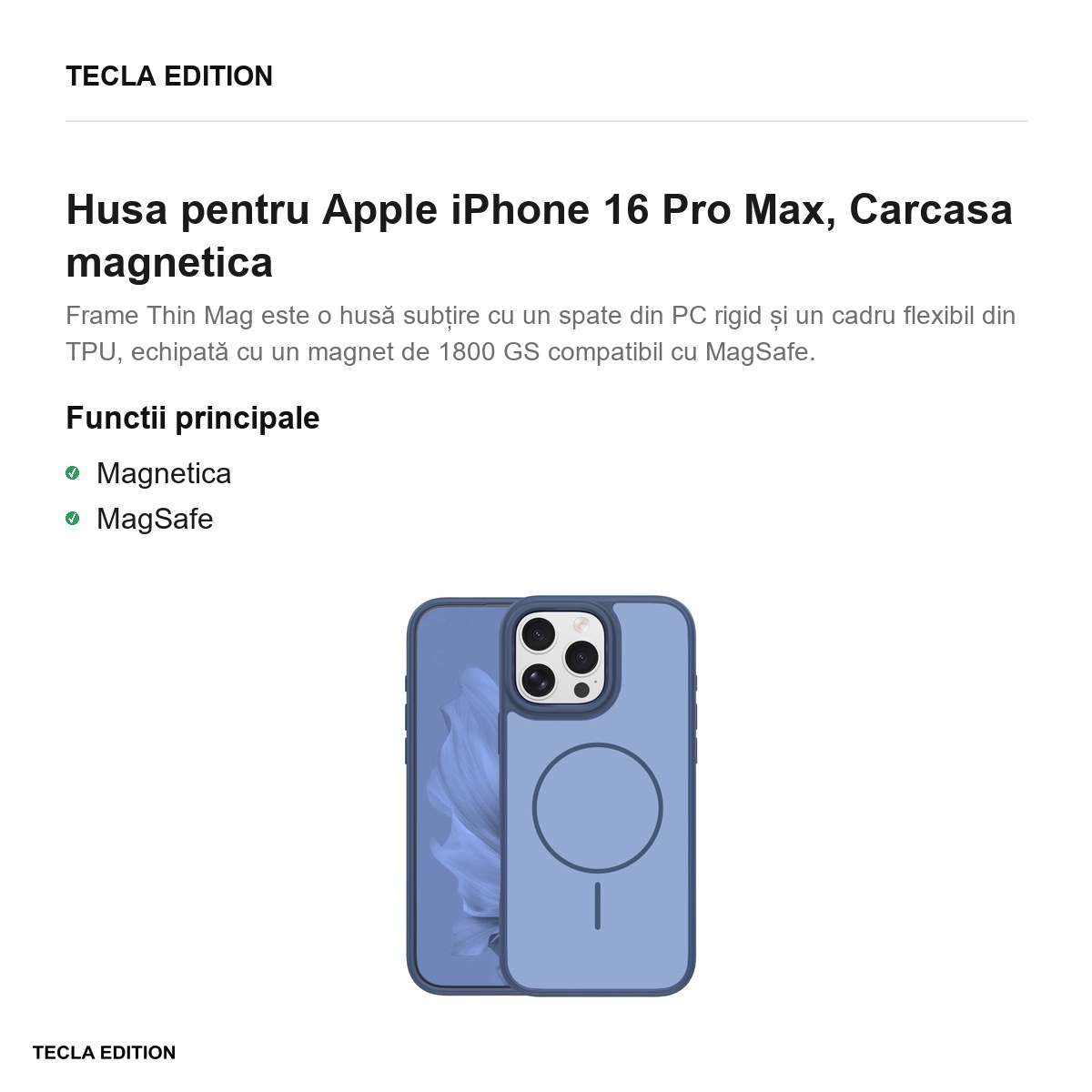 Husa pentru Apple iPhone 16 Pro Max, Carcasa magnetica, Albastru [2]