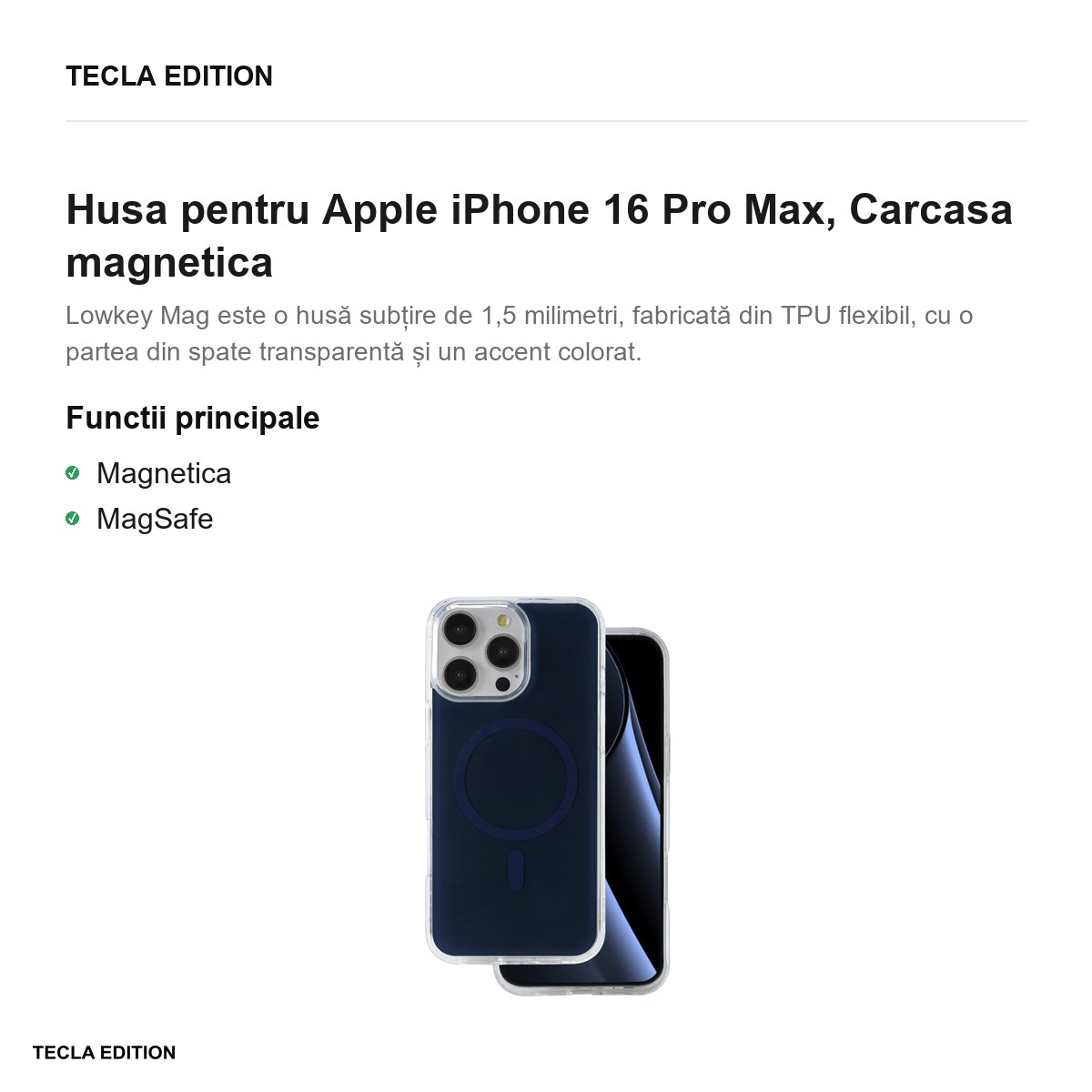 Husa pentru Apple iPhone 16 Pro Max, Carcasa magnetica, Albastru [2]