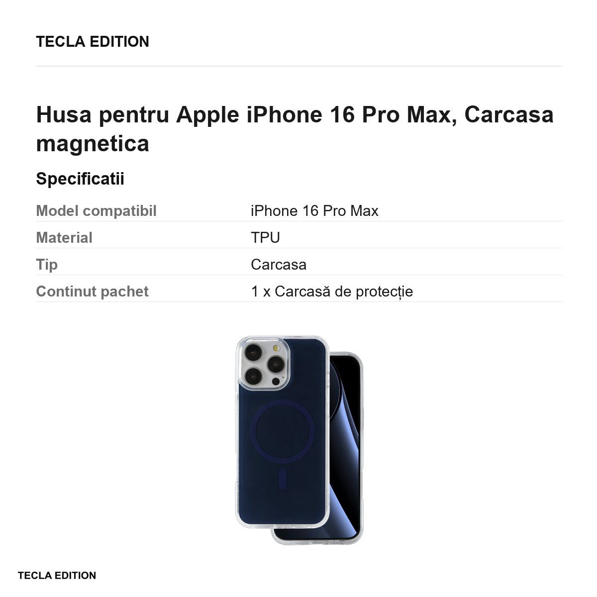 Husa pentru Apple iPhone 16 Pro Max, Carcasa magnetica, Albastru [3]