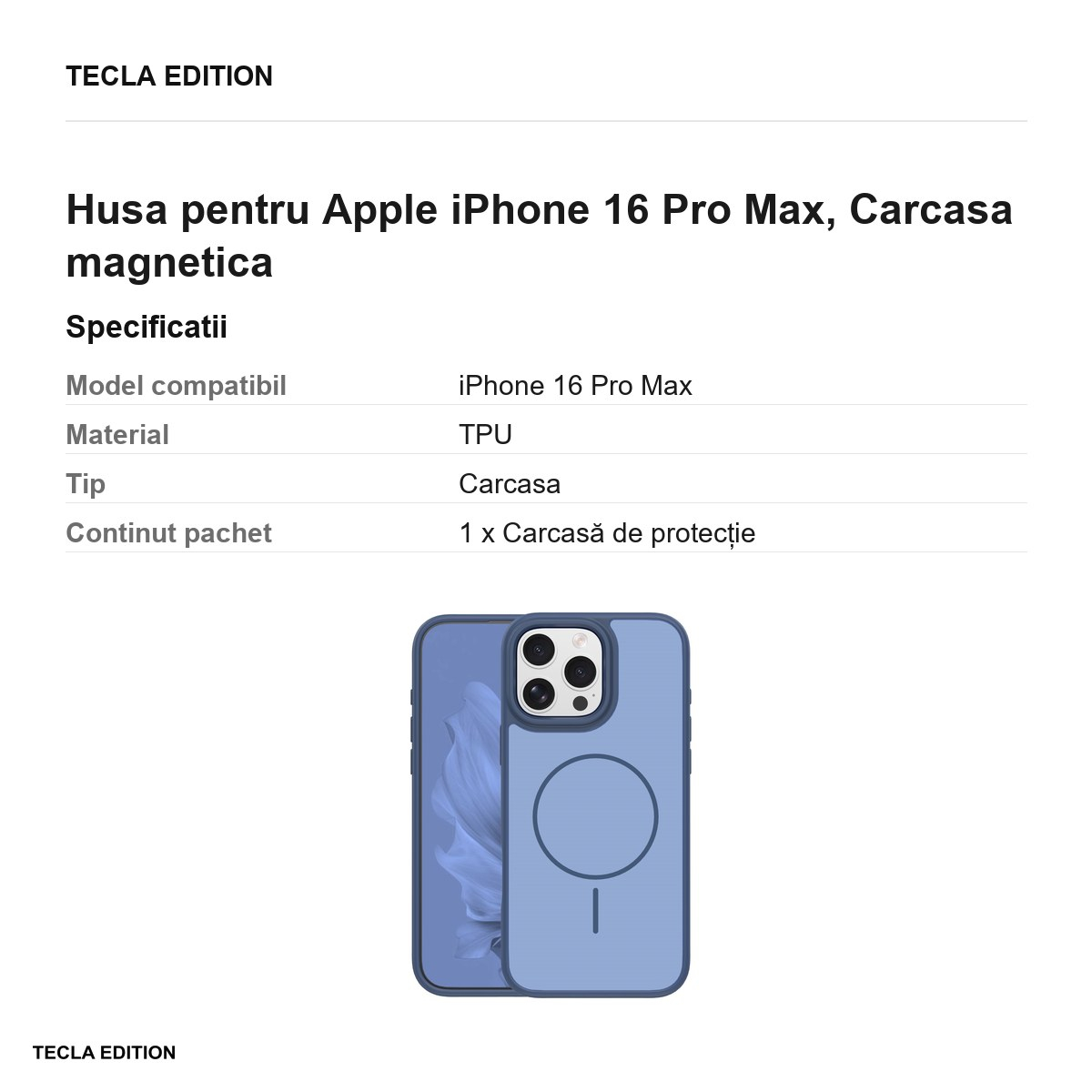 Husa pentru Apple iPhone 16 Pro Max, Carcasa magnetica, Albastru [3]