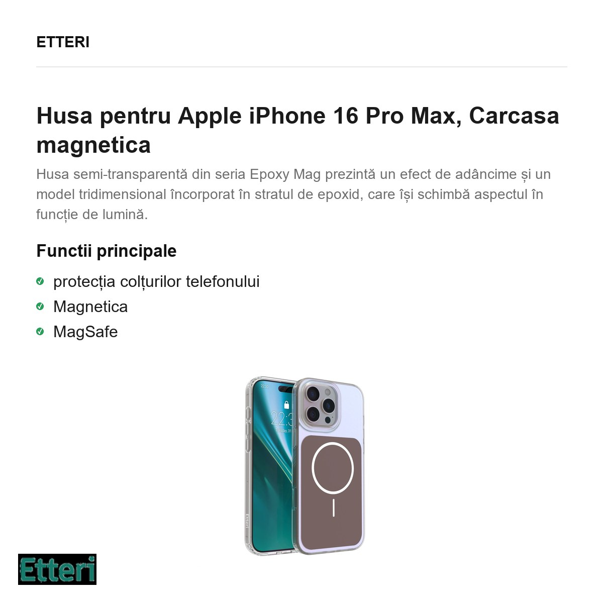 Husa pentru Apple iPhone 16 Pro Max, Carcasa magnetica, Maro [3]