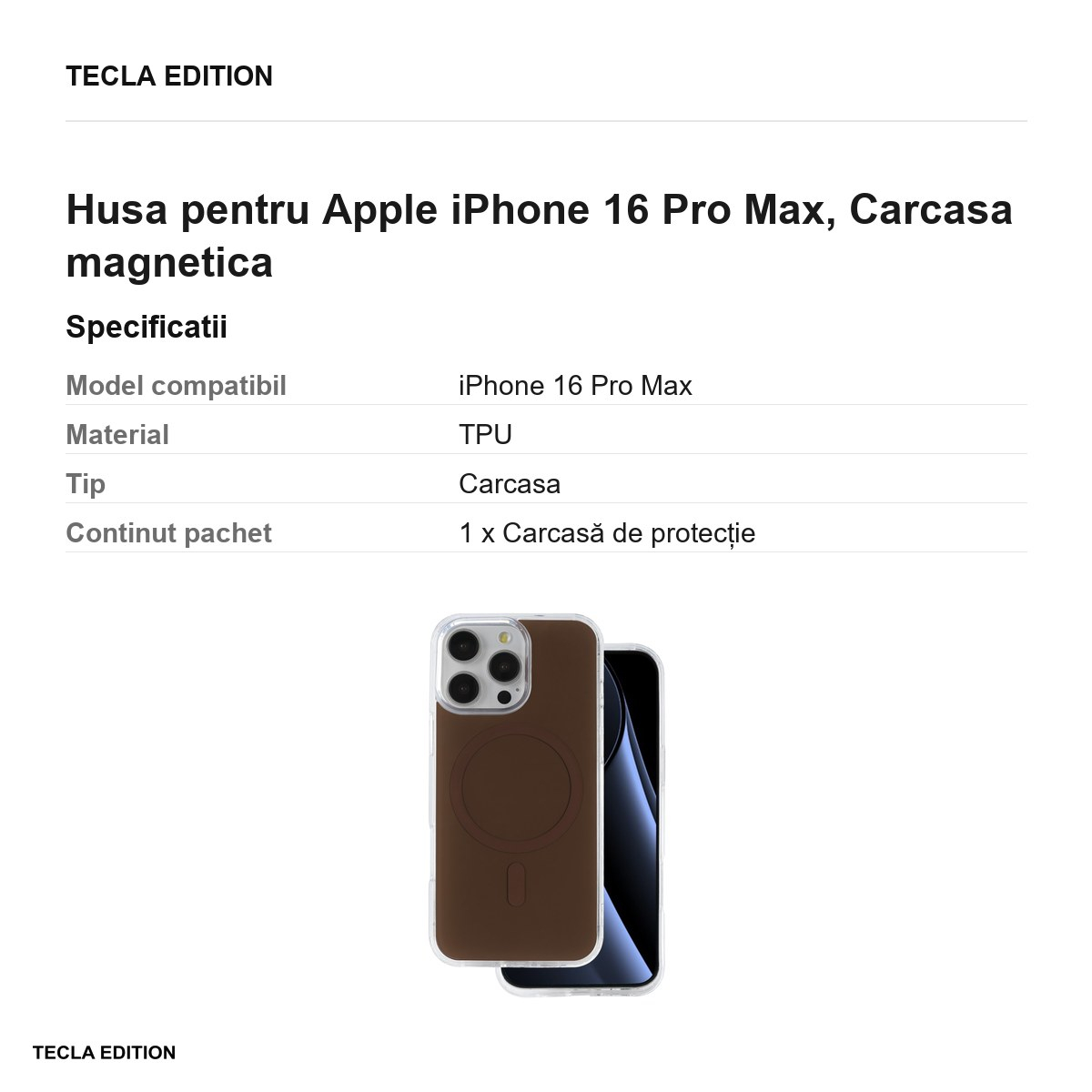 Husa pentru Apple iPhone 16 Pro Max, Carcasa magnetica, Maro [3]
