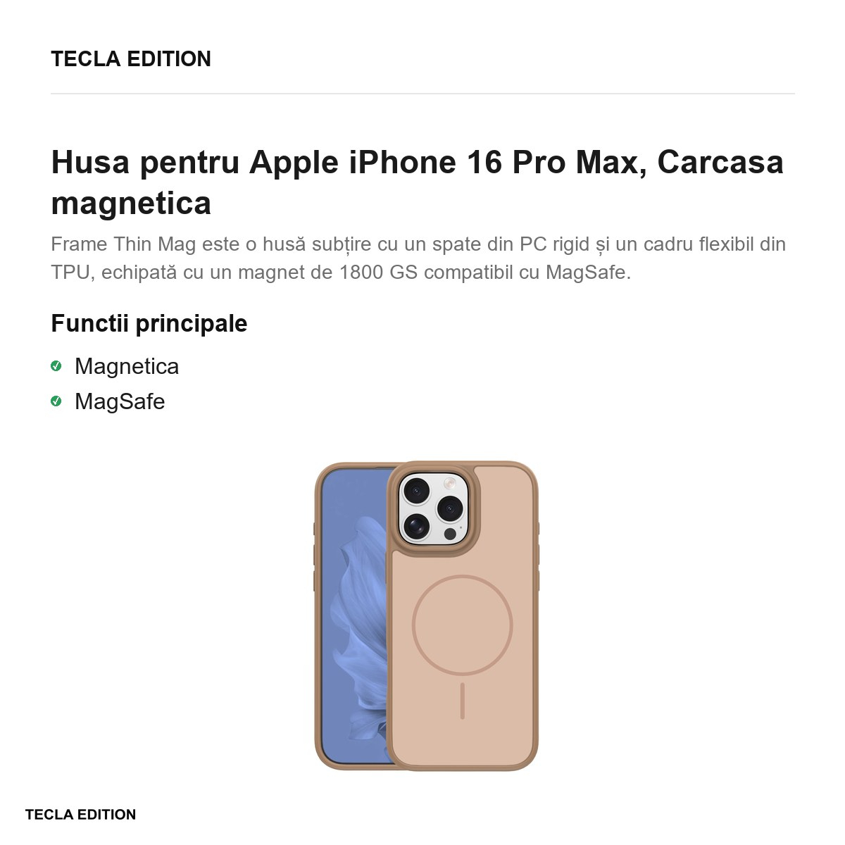 Husa pentru Apple iPhone 16 Pro Max, Carcasa magnetica, Maro [2]
