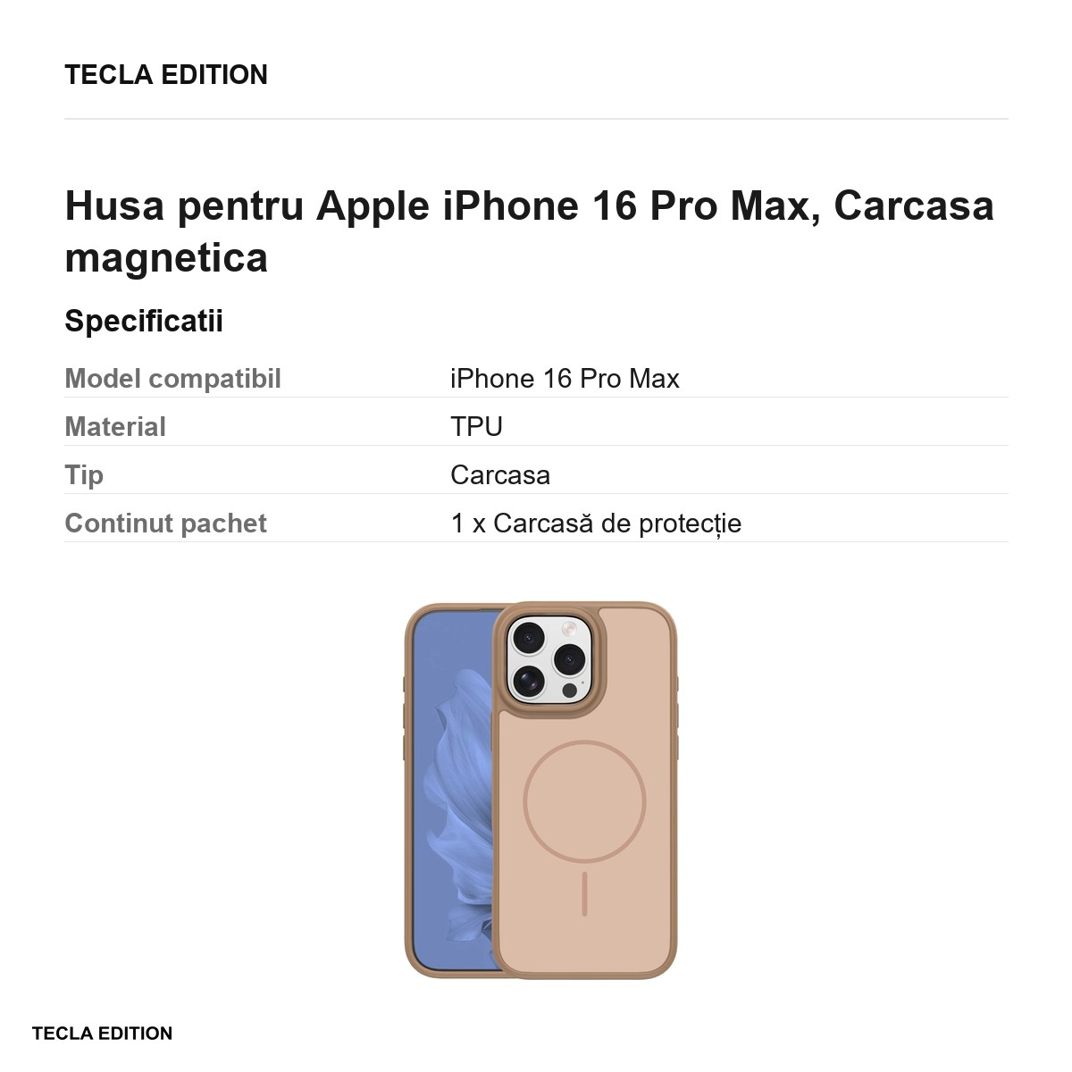 Husa pentru Apple iPhone 16 Pro Max, Carcasa magnetica, Maro [3]