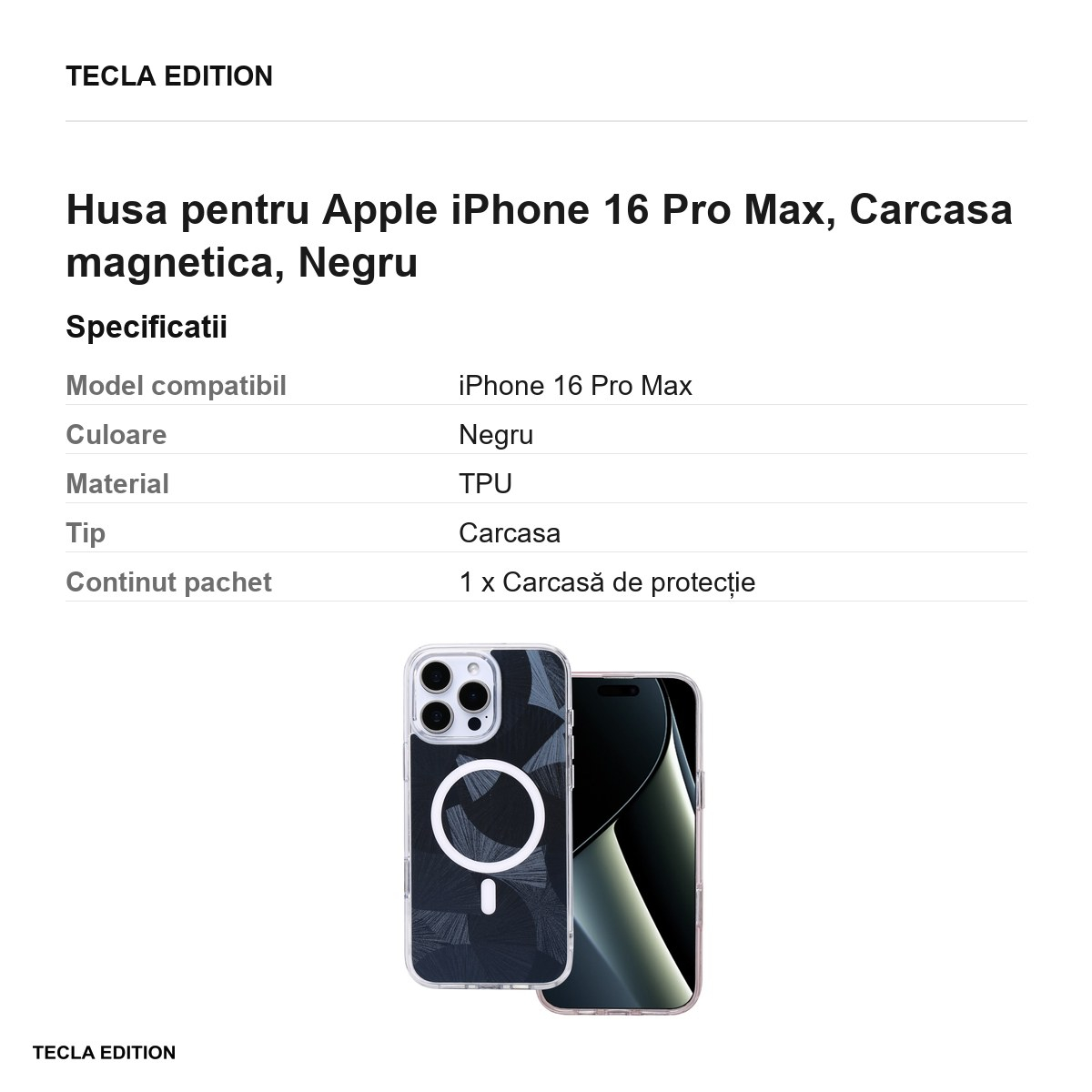 Husa pentru Apple iPhone 16 Pro Max, Carcasa magnetica, Negru [3]
