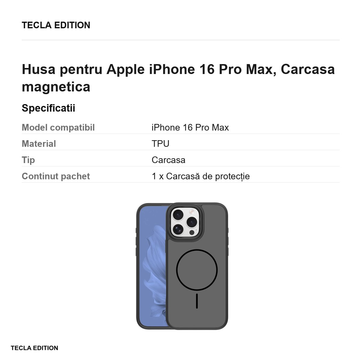 Husa pentru Apple iPhone 16 Pro Max, Carcasa magnetica, Negru [3]