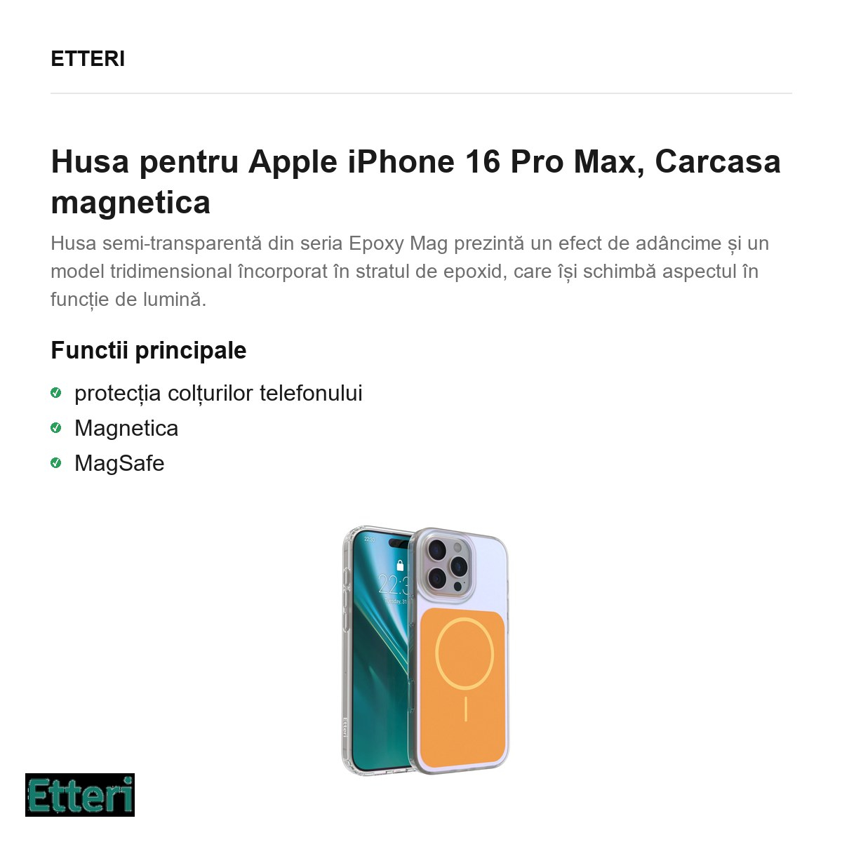 Husa pentru Apple iPhone 16 Pro Max, Carcasa magnetica, Portocaliu [4]