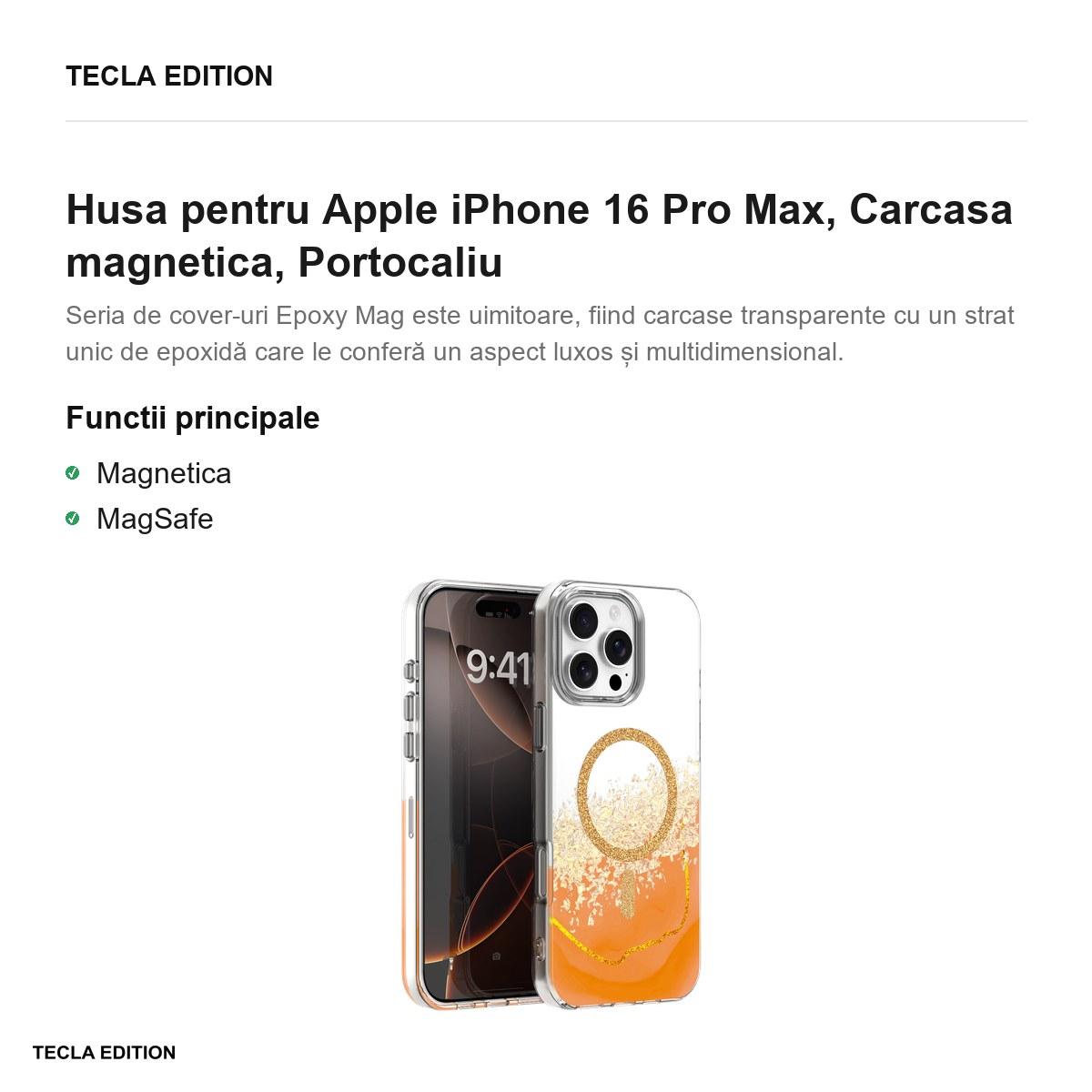 Husa pentru Apple iPhone 16 Pro Max, Carcasa magnetica, Portocaliu [4]