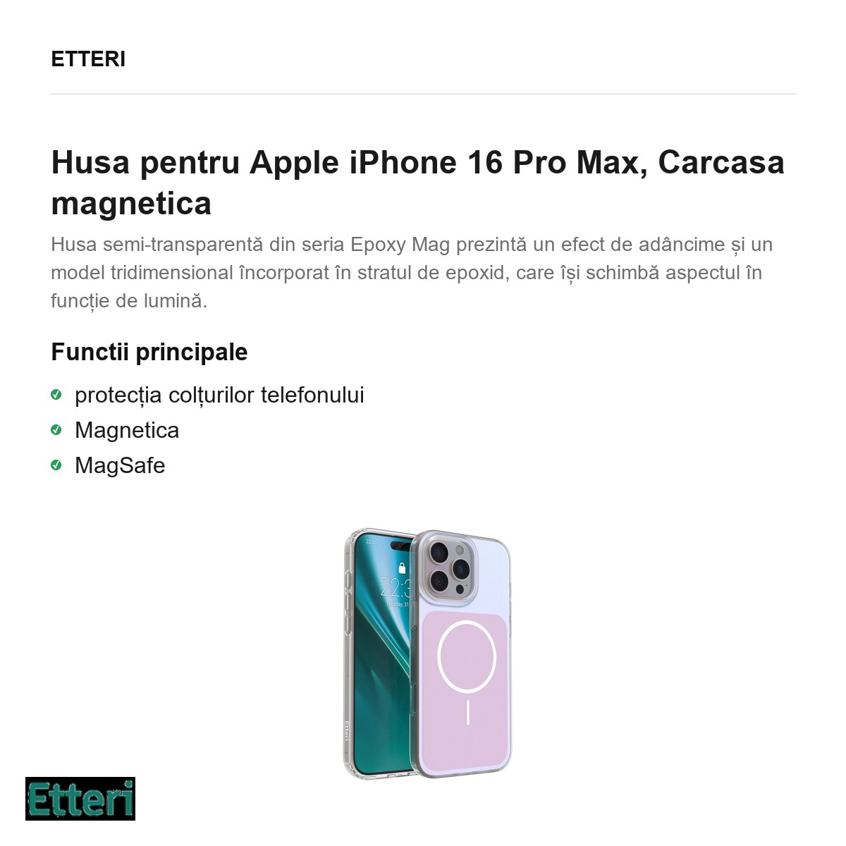 Husa pentru Apple iPhone 16 Pro Max, Carcasa magnetica, Roz [4]
