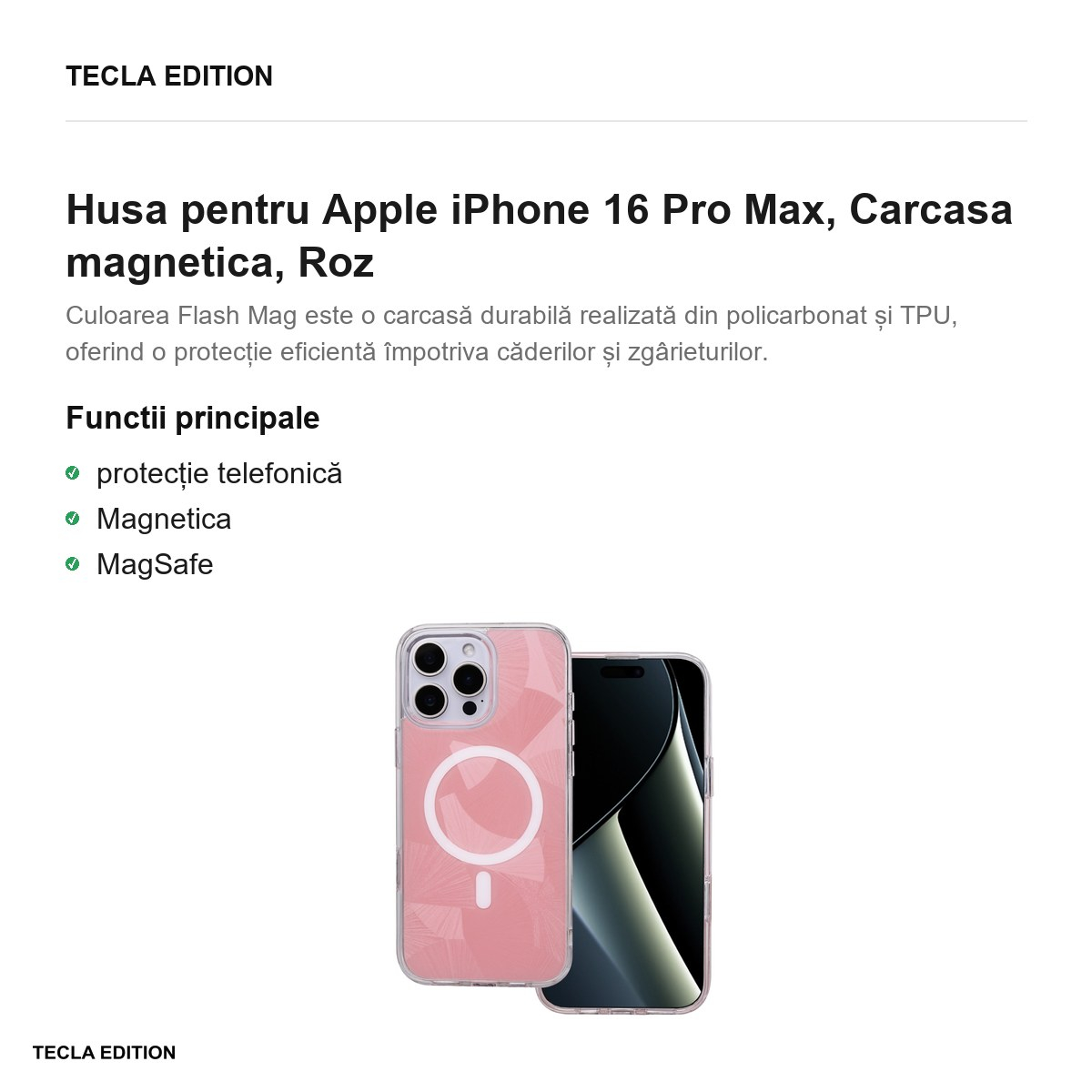 Husa pentru Apple iPhone 16 Pro Max, Carcasa magnetica, Roz [2]