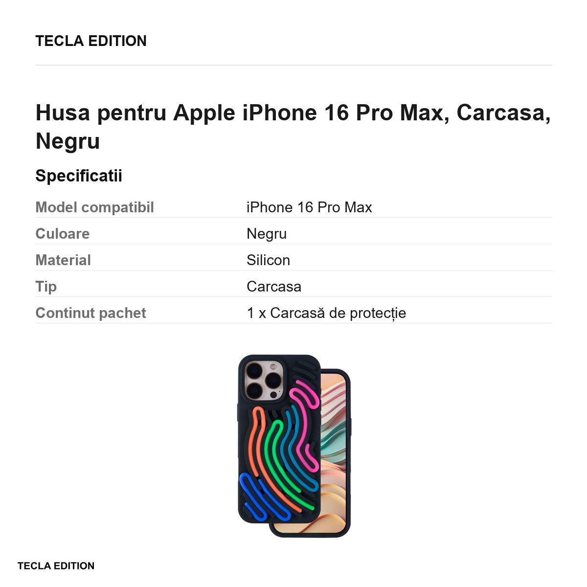 Husa pentru Apple iPhone 16 Pro Max, Carcasa, Negru [3]