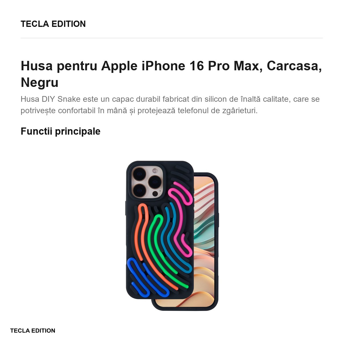 Husa pentru Apple iPhone 16 Pro Max, Carcasa, Negru [2]