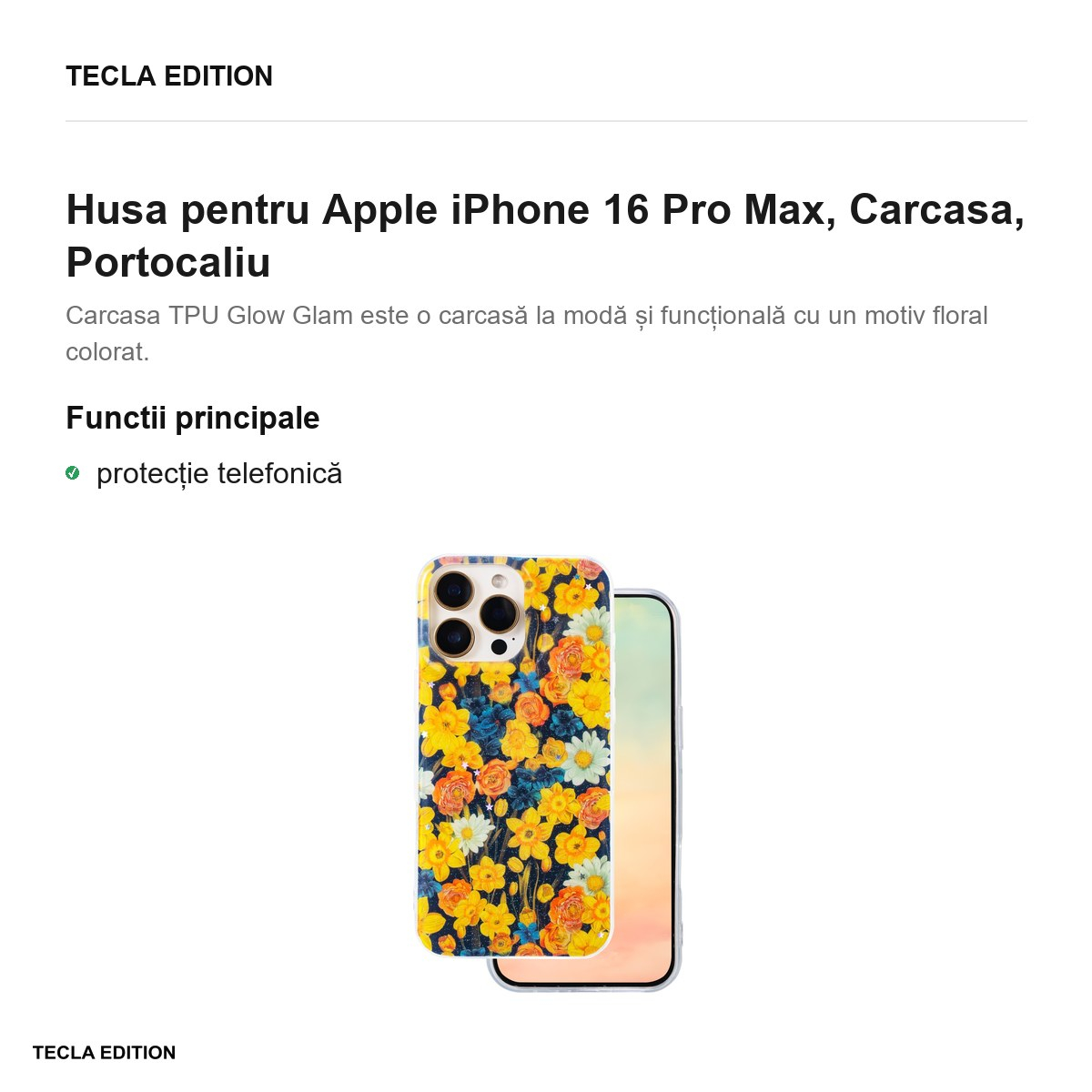 Husa pentru Apple iPhone 16 Pro Max, Carcasa, Portocaliu [2]