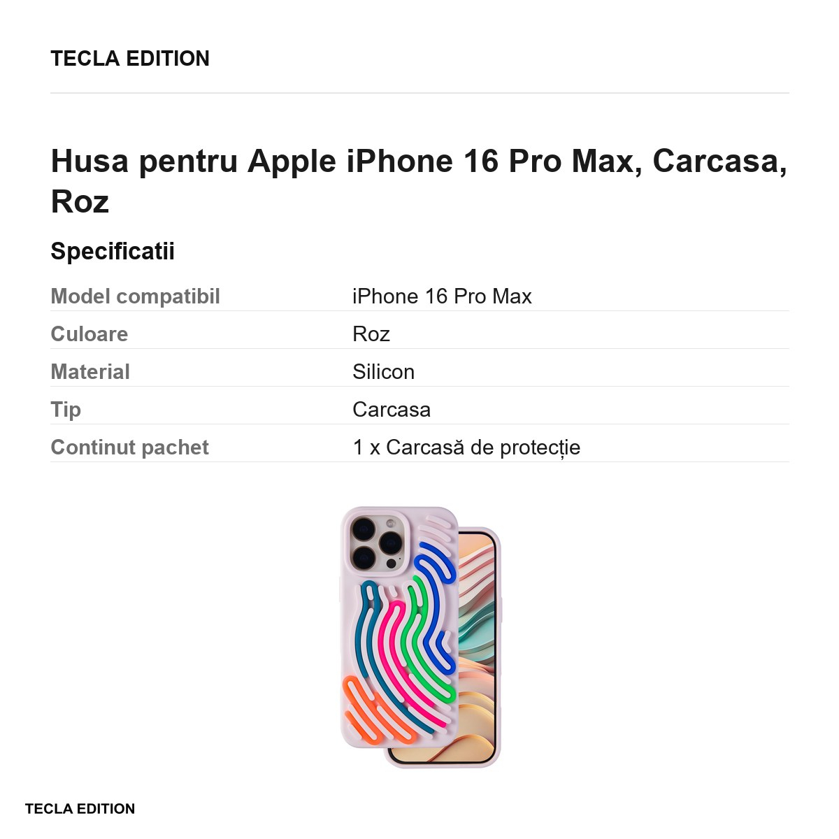 Husa pentru Apple iPhone 16 Pro Max, Carcasa, Roz [2]