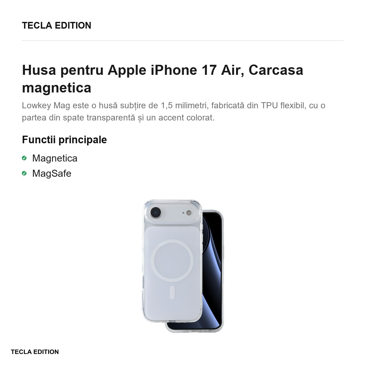 Husa pentru Apple iPhone 17 Air, Carcasa magnetica, Alb [2]