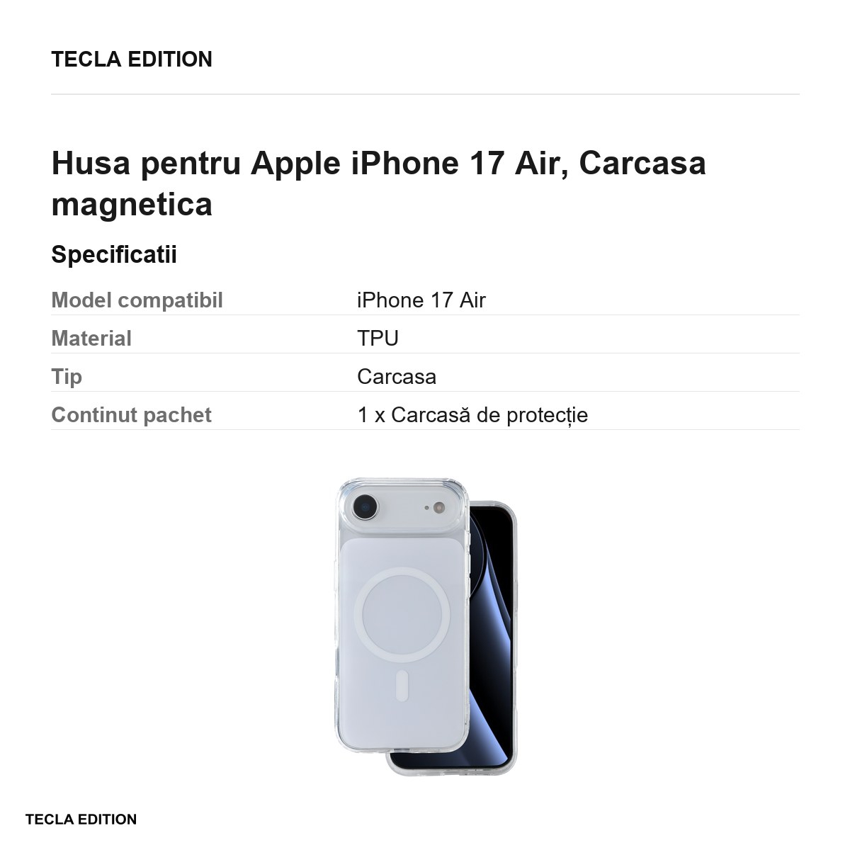 Husa pentru Apple iPhone 17 Air, Carcasa magnetica, Alb [3]