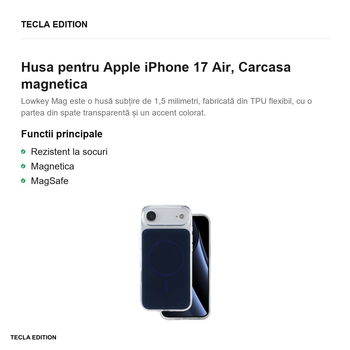 Husa pentru Apple iPhone 17 Air, Carcasa magnetica, Albastru [2]
