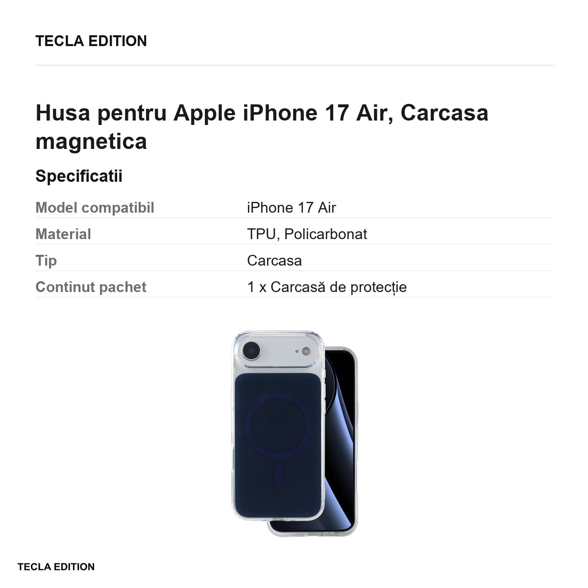 Husa pentru Apple iPhone 17 Air, Carcasa magnetica, Albastru [3]