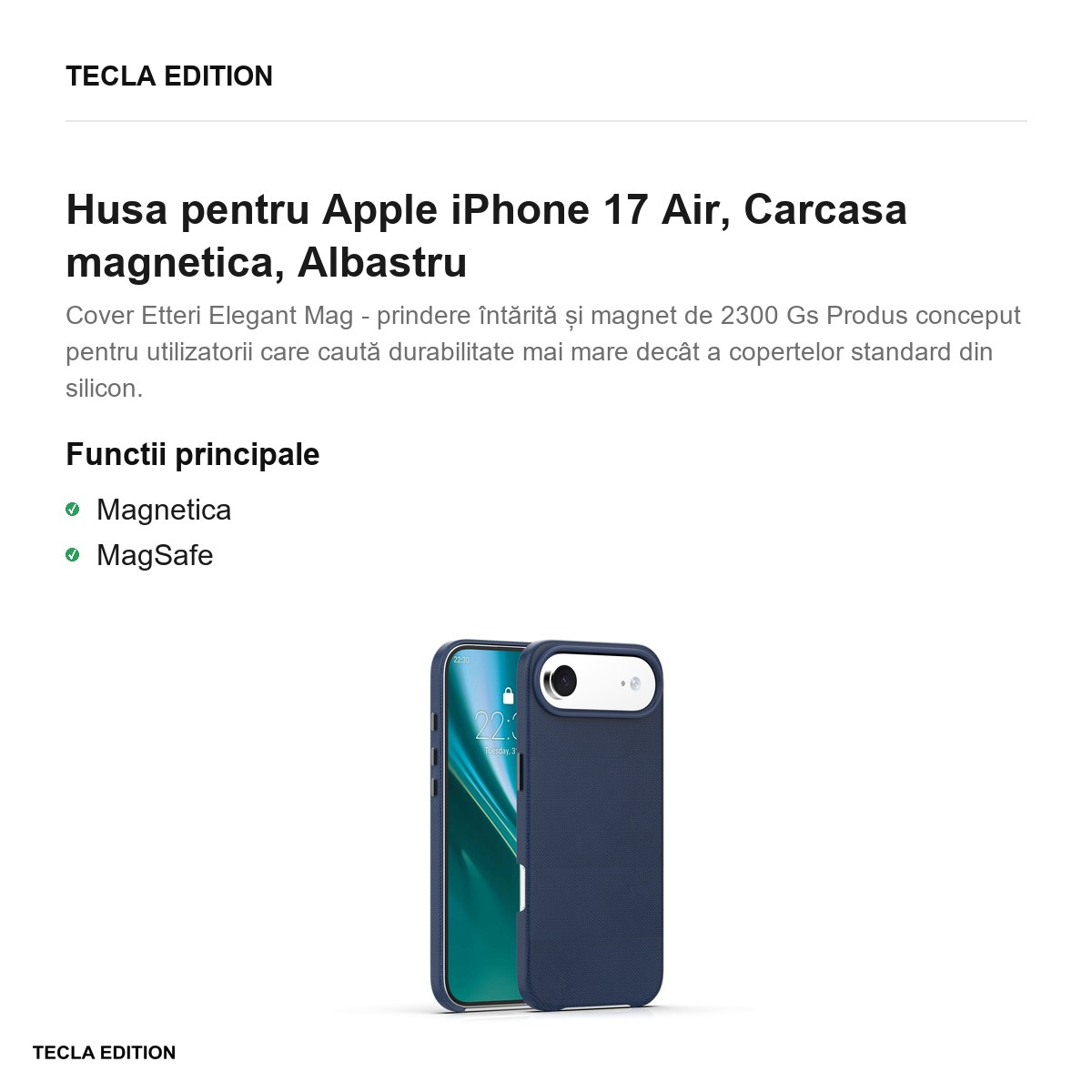 Husa pentru Apple iPhone 17 Air, Carcasa magnetica, Albastru [3]
