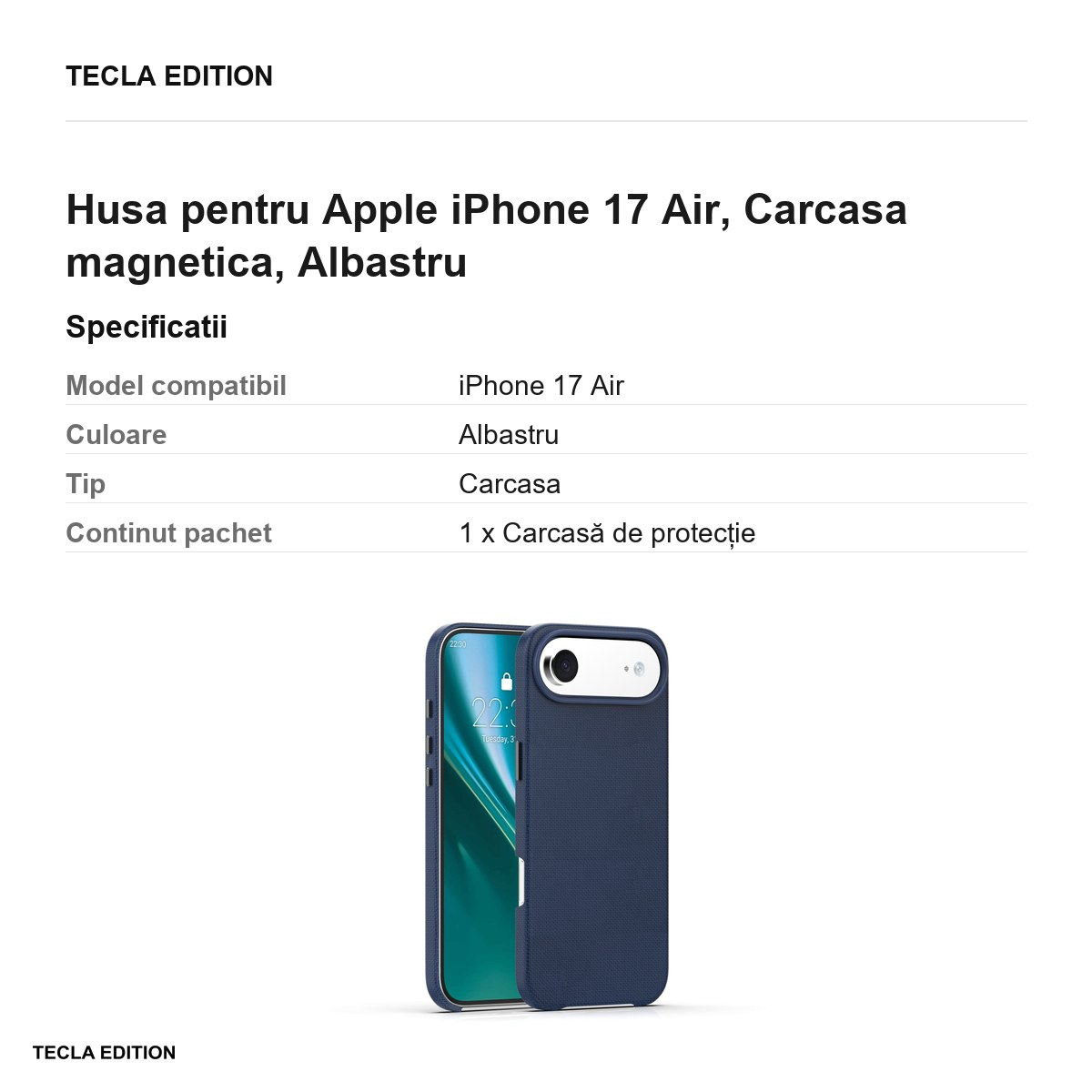 Husa pentru Apple iPhone 17 Air, Carcasa magnetica, Albastru [5]