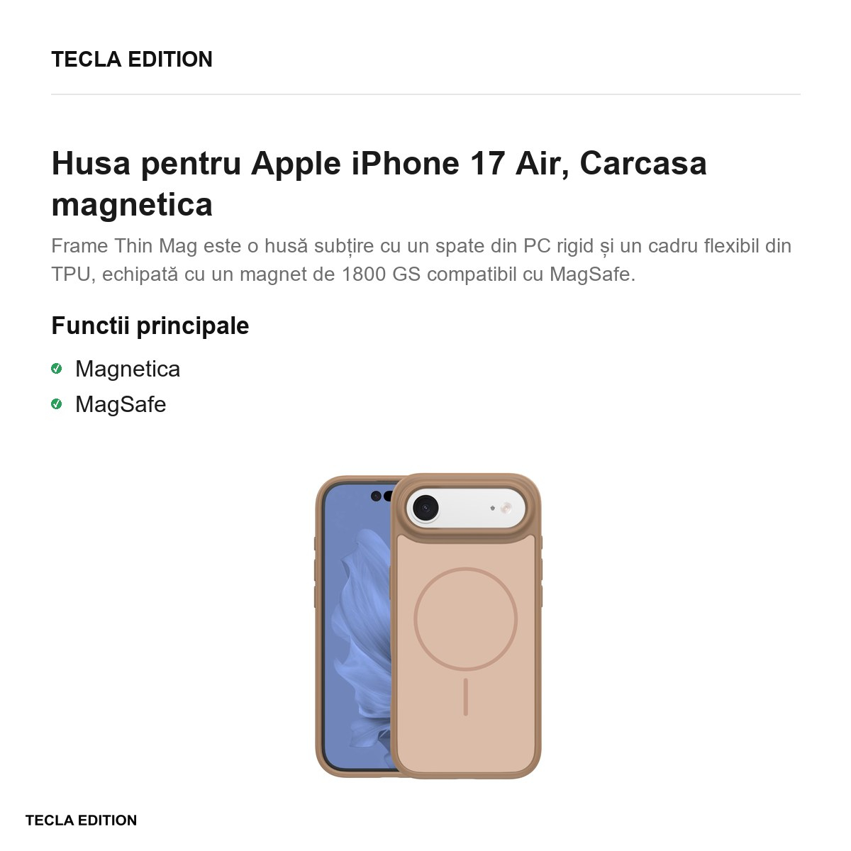 Husa pentru Apple iPhone 17 Air, Carcasa magnetica, Maro [2]