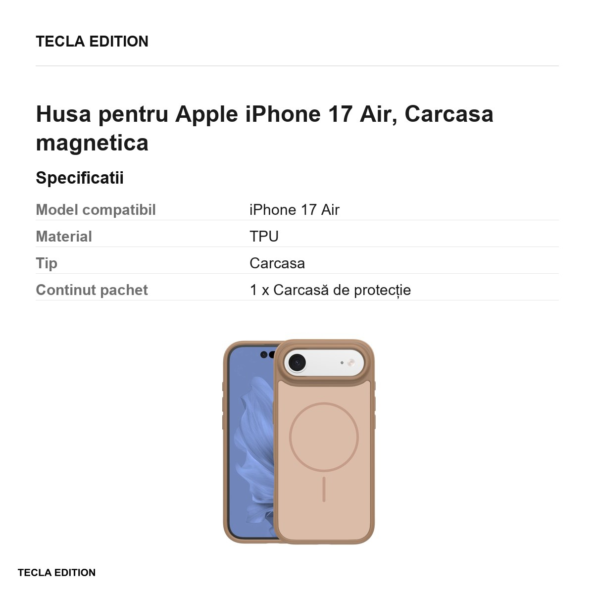 Husa pentru Apple iPhone 17 Air, Carcasa magnetica, Maro [3]