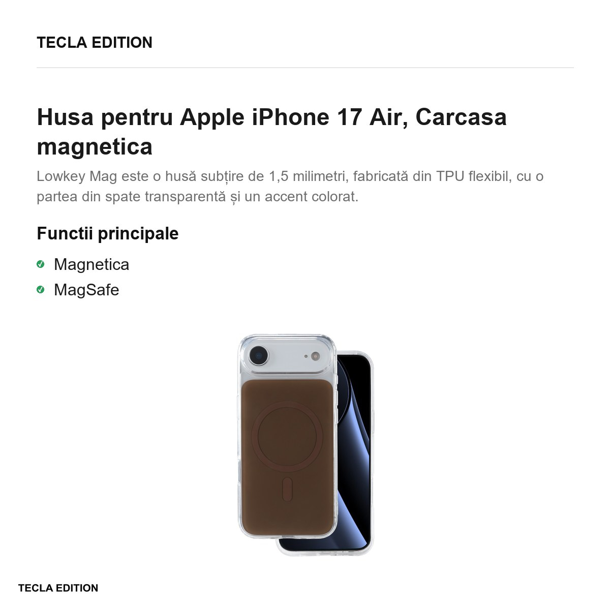 Husa pentru Apple iPhone 17 Air, Carcasa magnetica, Maro [2]